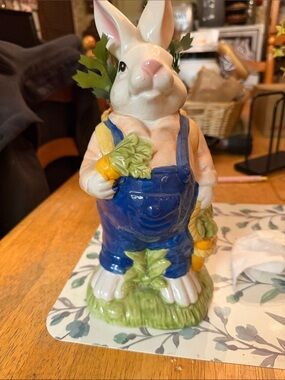 Flou Ceramic Bunny Figurine in Blue, White, Green, Yellow